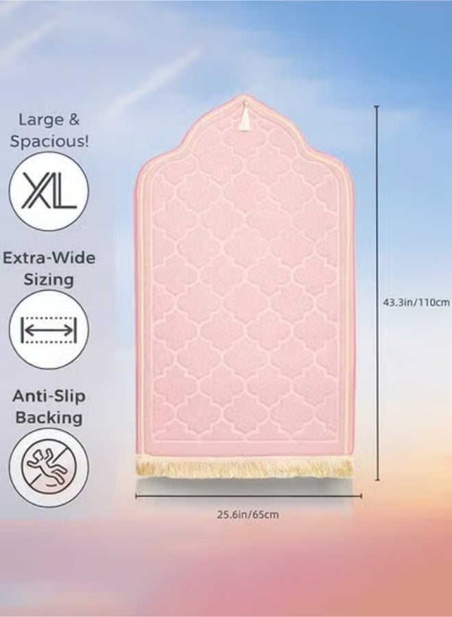 Thick Padded Prayer Mat Set (65x110 cm) with Beads & Pouch - Soft Foam Sajadah for Knee Comfort - 3 Piece Bundle - Image 4